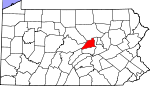 Map of Pennsylvania showing Union County 