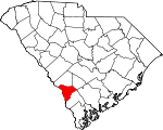 Map of South Carolina showing Allendale County 