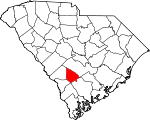 Map of South Carolina showing Bamberg County 