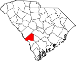 Map of South Carolina showing Barnwell County 