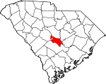 Map of South Carolina showing Calhoun County 