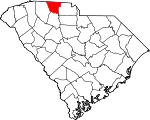 Map of South Carolina showing Cherokee County 