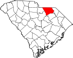 Map of South Carolina showing Chesterfield County 