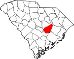 Map of South Carolina showing Clarendon County 