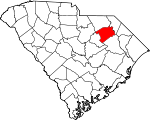 Map of South Carolina showing Darlington County 