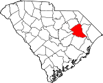 Map of South Carolina showing Florence County 