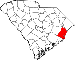 Map of South Carolina showing Georgetown County 