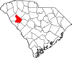 Map of South Carolina showing Greenwood County 