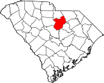 Map of South Carolina showing Kershaw County 