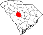 Map of South Carolina showing Lexington County 