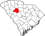 Map of South Carolina showing Newberry County 