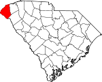 Map of South Carolina showing Oconee County 