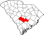 Map of South Carolina showing Orangeburg County 