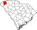 Map of South Carolina showing Pickens County 