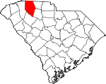 Map of South Carolina showing Spartanburg County 