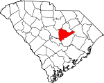 Map of South Carolina showing Sumter County 