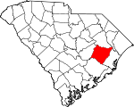 Map of South Carolina showing Williamsburg County 