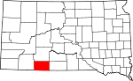 Map of South Dakota showing Bennett County 