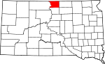 Map of South Dakota showing Campbell County 