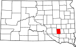 Map of South Dakota showing Davison County 