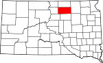 Map of South Dakota showing Edmunds County 