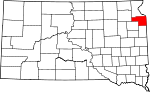 Map of South Dakota showing Grant County 