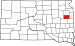 Map of South Dakota showing Hamlin County 