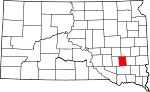 Map of South Dakota showing Hanson County 