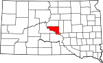 Map of South Dakota showing Hughes County 