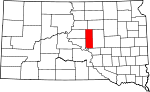 Map of South Dakota showing Hyde County 