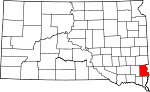 Map of South Dakota showing Lincoln County 