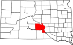 Map of South Dakota showing Lyman County 