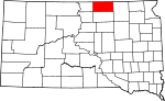 Map of South Dakota showing McPherson County 