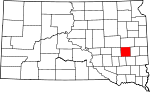 Map of South Dakota showing Miner County 