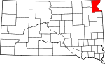 Map of South Dakota showing Roberts County 