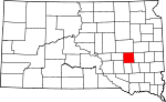 Map of South Dakota showing Sanborn County 