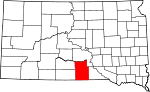 Map of South Dakota showing Tripp County 