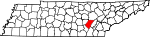 Map of Tennessee showing Bledsoe County 