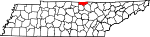 Map of Tennessee showing Clay County 