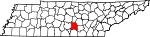 Map of Tennessee showing Coffee County 