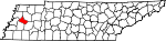 Map of Tennessee showing Crockett County 