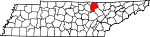 Map of Tennessee showing Fentress County 