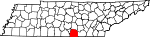 Map of Tennessee showing Franklin County 