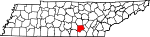 Map of Tennessee showing Grundy County 