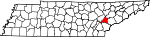 Map of Tennessee showing Loudon County 