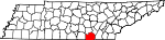 Map of Tennessee showing Marion County 