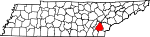 Map of Tennessee showing McMinn County 