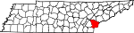 Map of Tennessee showing Monroe County 