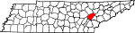 Map of Tennessee showing Roane County 