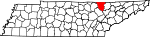 Map of Tennessee showing Scott County 